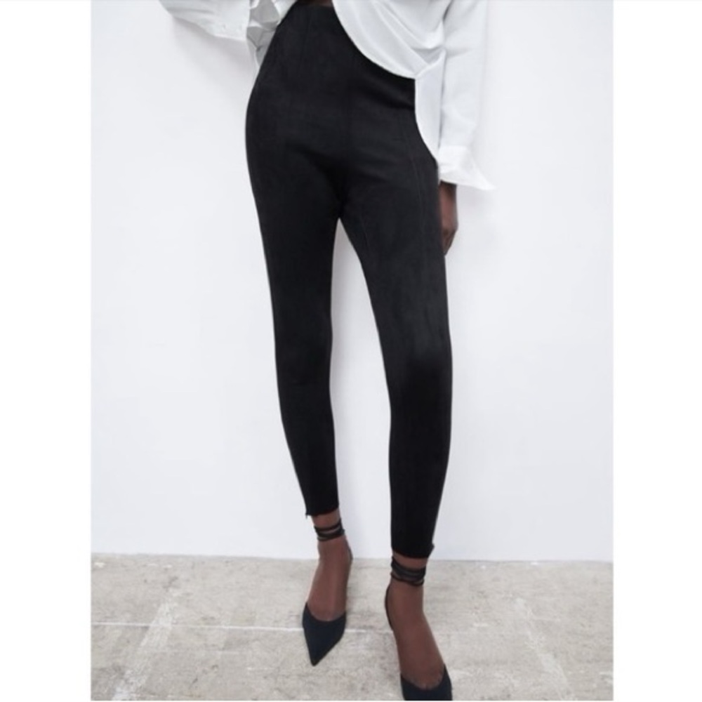 Zara Black Faux Suede Legging Pants